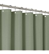 THAIGEE 2-in-1 Waterproof Fabric Shower Curtain - No Separate Liner Needed, Hotel-Style Waffle We...