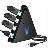 JoyReken 4-Port USB 3.0 Hub, FlyingVHUB USB Hub Tower with 2 ft Extended Cable,USB Splitter for L...