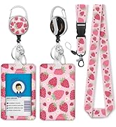 Gctriki Teacher Lanyard with id Holder, Cute Strawberry Lanyard for Keys, Funny Retractable Badge...