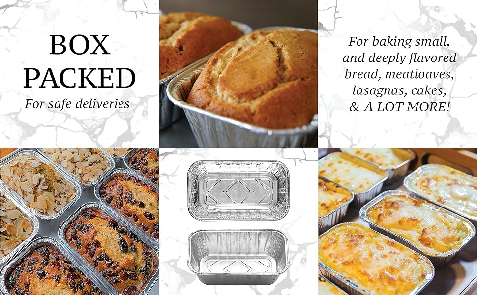 Aluminum Small Loaf Pans 1LB for Mini Loaves and Cakes Food Packaging
