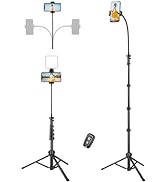 VICTIV 85" Tall Cell Phone Tripod Stand with Gooseneck and Remote, Portable Travel Tripod Stand, ...