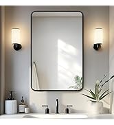 Delma Bathroom Vanity Mirror, Black Framed Bathroom Mirror for Over Sink, High-Definition Bathroo...