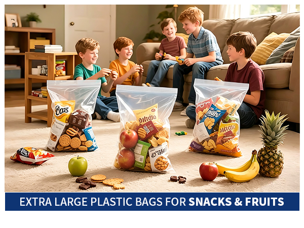 EXTRA LARGE PLASTIC BAGS FOR SNACKS &amp;amp; FRUITS