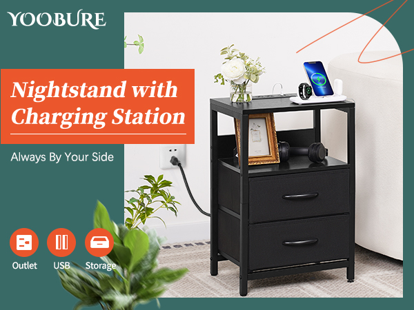 nightstand with charging station