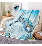 Sea Turtle Blanket, Ocean Fleece Throw Super Soft Warm Cozy Fuzzy Plush Sea Turtle Super Soft Plu...