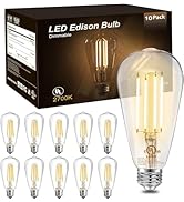 DAYBETTER 10 Pack LED Lights, Vintage LED Edison Bulbs 60 Watt Equivalent, ST58 Antique LED Filam...