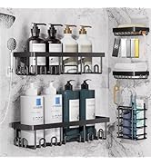Veken 5-Pack Rustproof &amp; Waterproof Shower Caddy 5-Pack, No Drilling Adhesive Corner Shower Shelv...