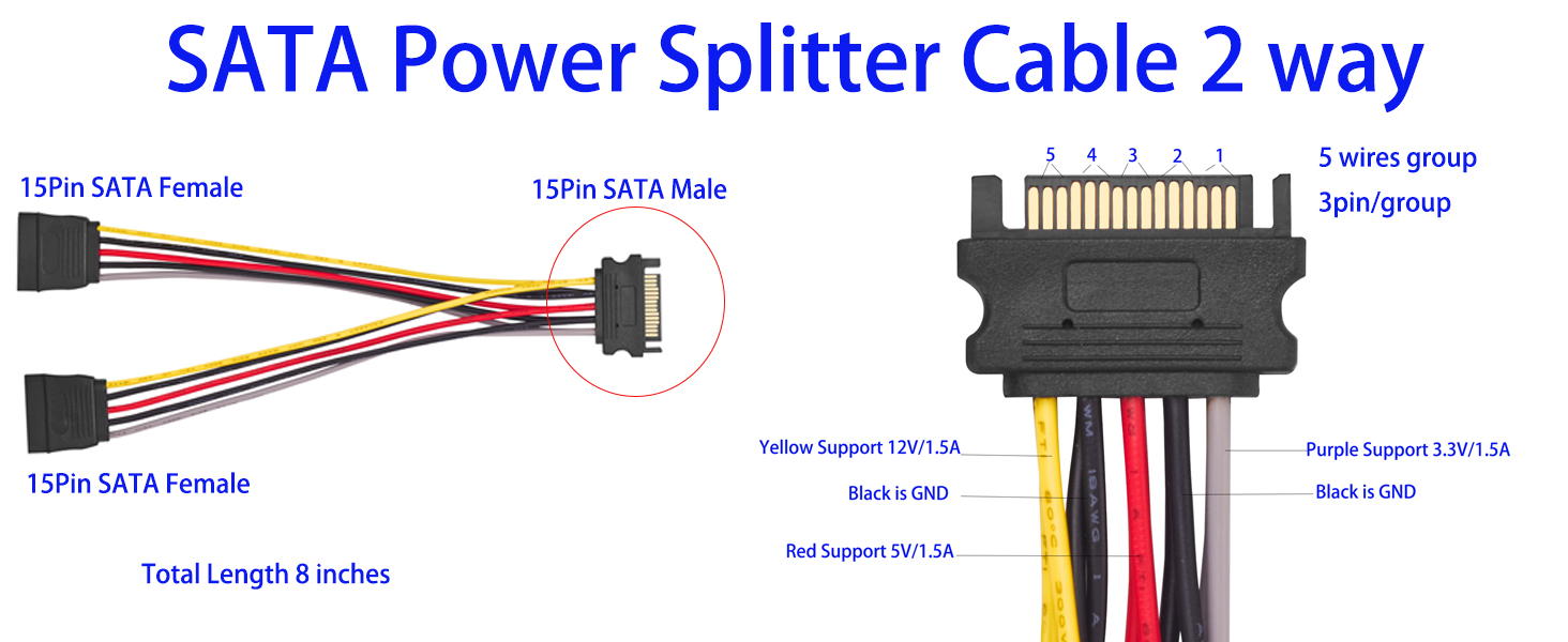 SATA 15PIN SPLITTER CABLE