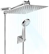 Homfan 10" High Pressure Shower Head, Rain &amp; Handheld Combo with 11" Extension Arm, 3-Spray Modes...