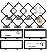 JINGIHE 12Pcs Floating Frame Display Case, Challenge Coin Displays Holder with Base, 3D Transpare...