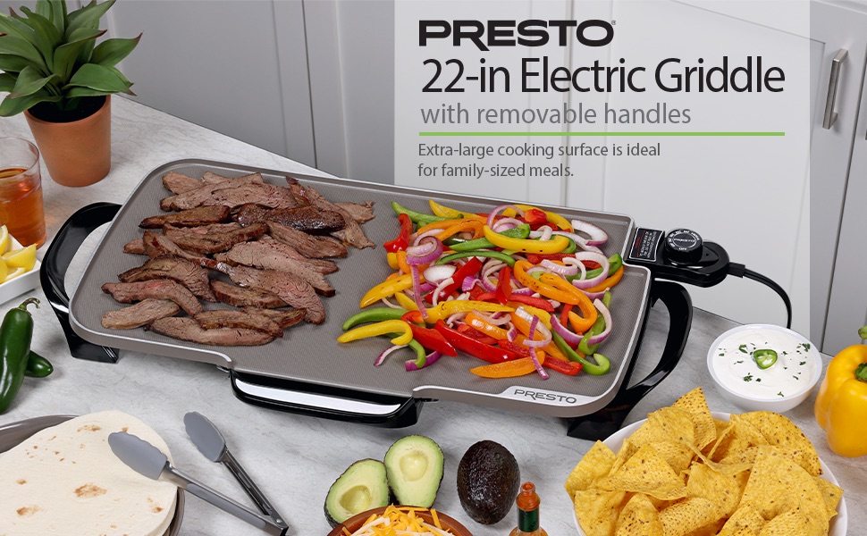 griddle with fajitas