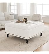 iabifo Versatile Lift-Top Ottoman Coffee Table, Multi-Function Storage Bench and Foot Rest in Lea...