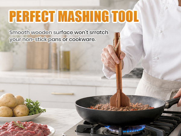 Teak Wooden Ground Beef Masher 