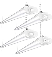 Sunco 4 Pack LED Workshop Garage White Shop Light 4FT, Plug in Linkable Utility Light Fixtures, 2...