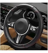 YTFRL Car Steering Wheel Cover, 15 Inch Anti-Slip Stretch Leather Steering Wheel Protector, Comfo...