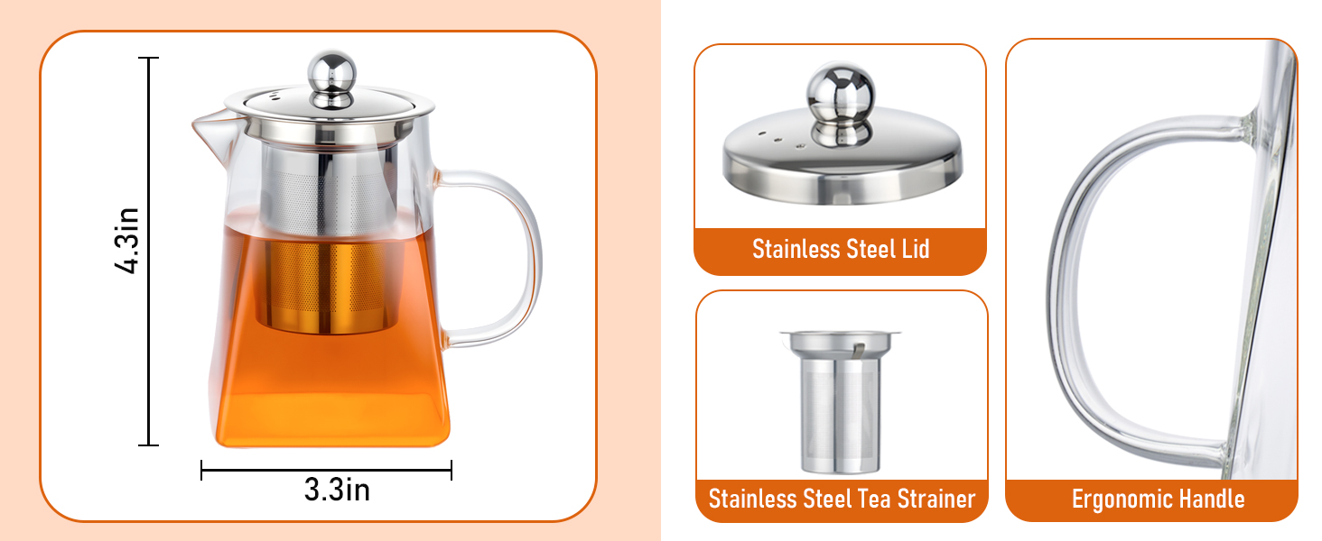 Teapot Blooming and Loose Leaf Tea Maker Tea Brewer for Camping, Travel