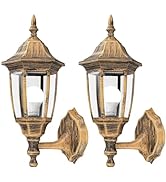 EMART Outdoor Porch Light, Brushed Gold, Anti-Corrosion Plastic Material, Wall Mount Lantern for ...