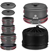 Alocs Camping Cookware Set Camping Gear, Compact Camping Pots and Pans Set, Durable Hard Alumina ...