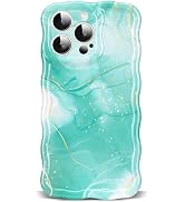 ETPESOK Compatible with iPhone 13 Pro Max Case Marble Glossy Pattern Design Cute Curly Wave Borde...
