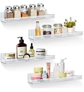 LUSCREAL 4 Pack Floating Shelves for Wall Storage, 15" Bathroom Wall Shelves, Acrylic Shelves for...