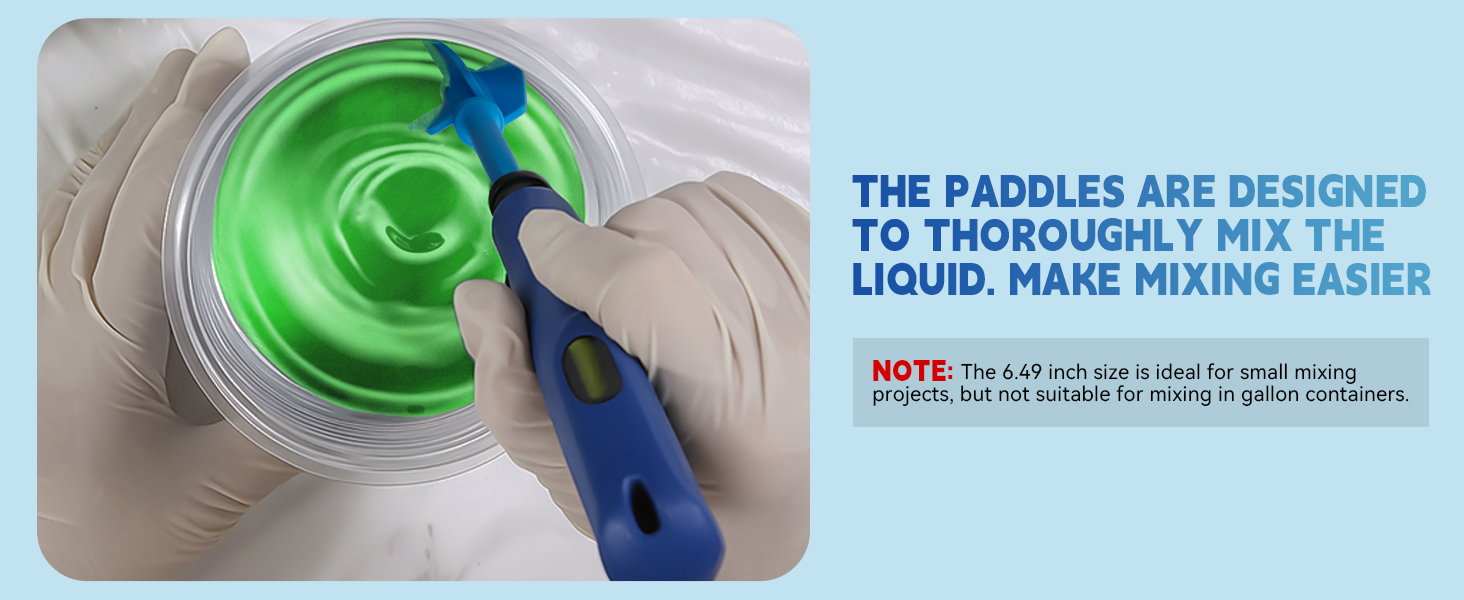 THE PADDLES ARE DESIGNED TO THOROUGHLY MIX THE LIQUID. MAKE MIXING EASIER