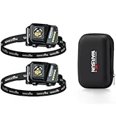 WARSUN Rechargeable Lightweight Headlamp 2 Packs – 750 Lumens Running &amp; Helmet Light, LED Head To...