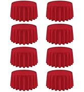 RestfulGlow 8 Pack Red Round Tablecloth 90 Inch Valentine’s Day Red Table Cloth, Washable Polyest...