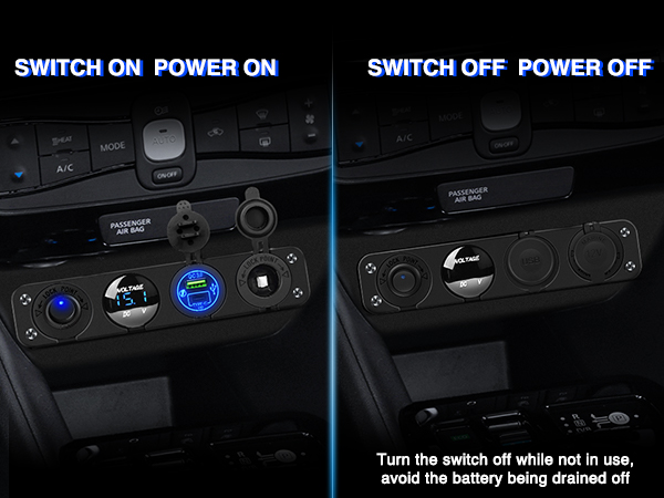 4 in 1 ON/Off Charger Socket Panel PD Type C and QC 3.0 USB charger