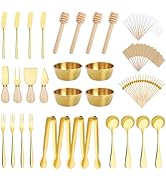 Foyucool 98 Pcs Charcuterie Board Accessories, Stainless Steel Cheese Spreaders with Wooden Handl...