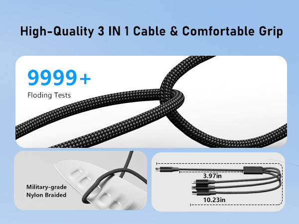 Power Bank with High-Quality 3 IN 1 Cable &amp;amp;amp; Comfortable Grip