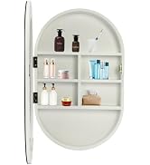 Ojseimchrl 3 Tier Bathroom Medicine Cabinet with Mirror, Oval Bathroom Storage Mirror Cabinet wit...