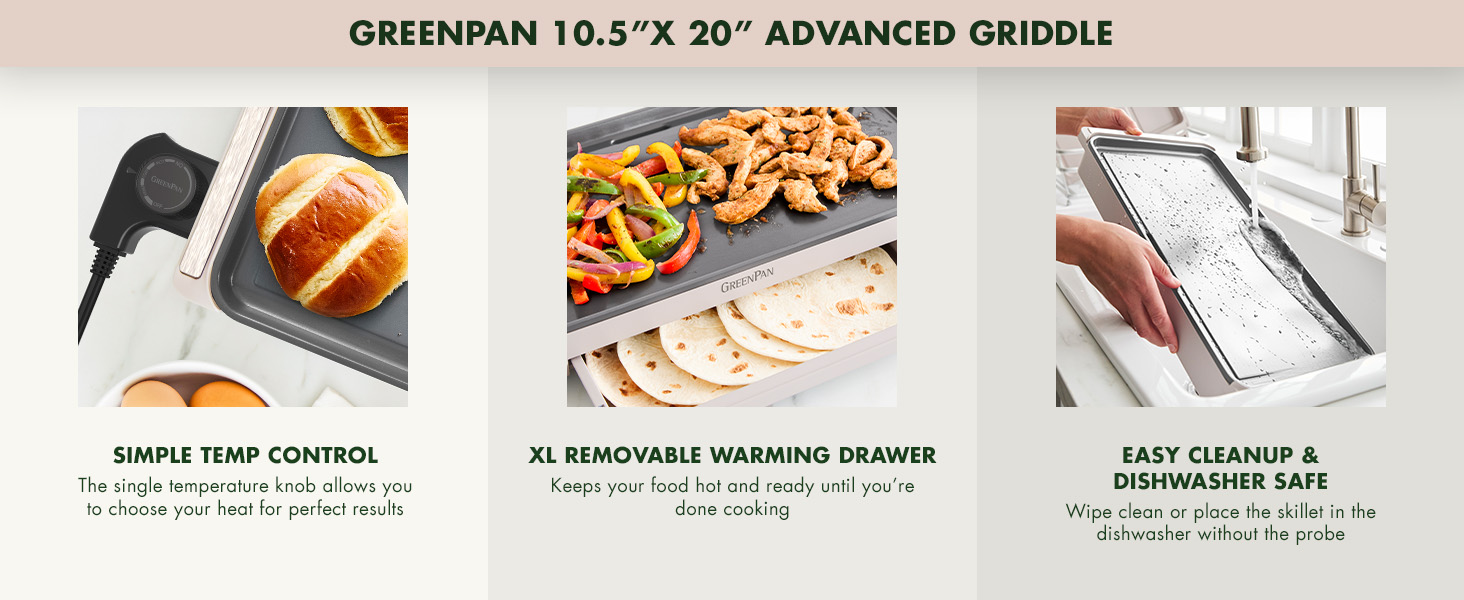 GreenPan, Ceramic Nonstick, PFAS-Free, Non-Toxic, Electrics, Griddle