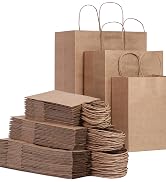 FACEBAG 90-Pack Brown Kraft Paper Bags with Handles Bulk, Assorted Sizes Gift Bags,Grocery,Retail...