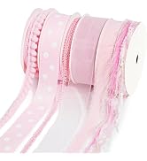 LaRibbons Pink Ribbons for Crafts 6 Rolls 27.5Yards TTL Thin Ribbon for Baby Shower Sewing Gift W...
