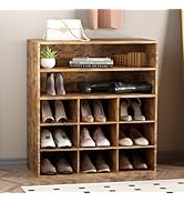 Garden 4 you Shoe Rack Organizer, 5-Tier Wood Cubby Shoe Rack with 2 Storage Shelf and 9 Cubbies,...