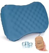 UWILLION Camping Pillow with Ice Silk Memory Foam Cover - Ultralight Inflatable Pillow for Campin...