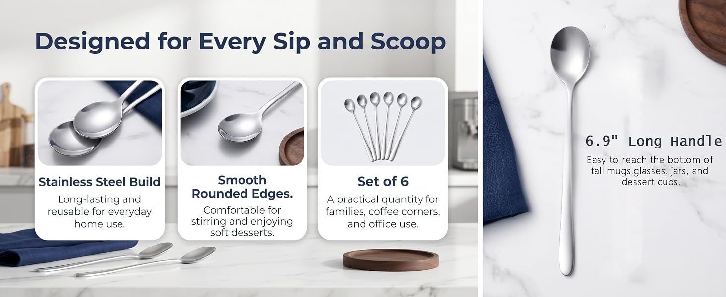Tea spoons Dessert spoons Ice cream spoons Latte spoons Espresso spoons