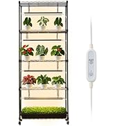 VEVOR Plant Shelf with Grow Light, 6-Tier Indoor Plant Stand, 71 in Tall Plants Display Rack with...