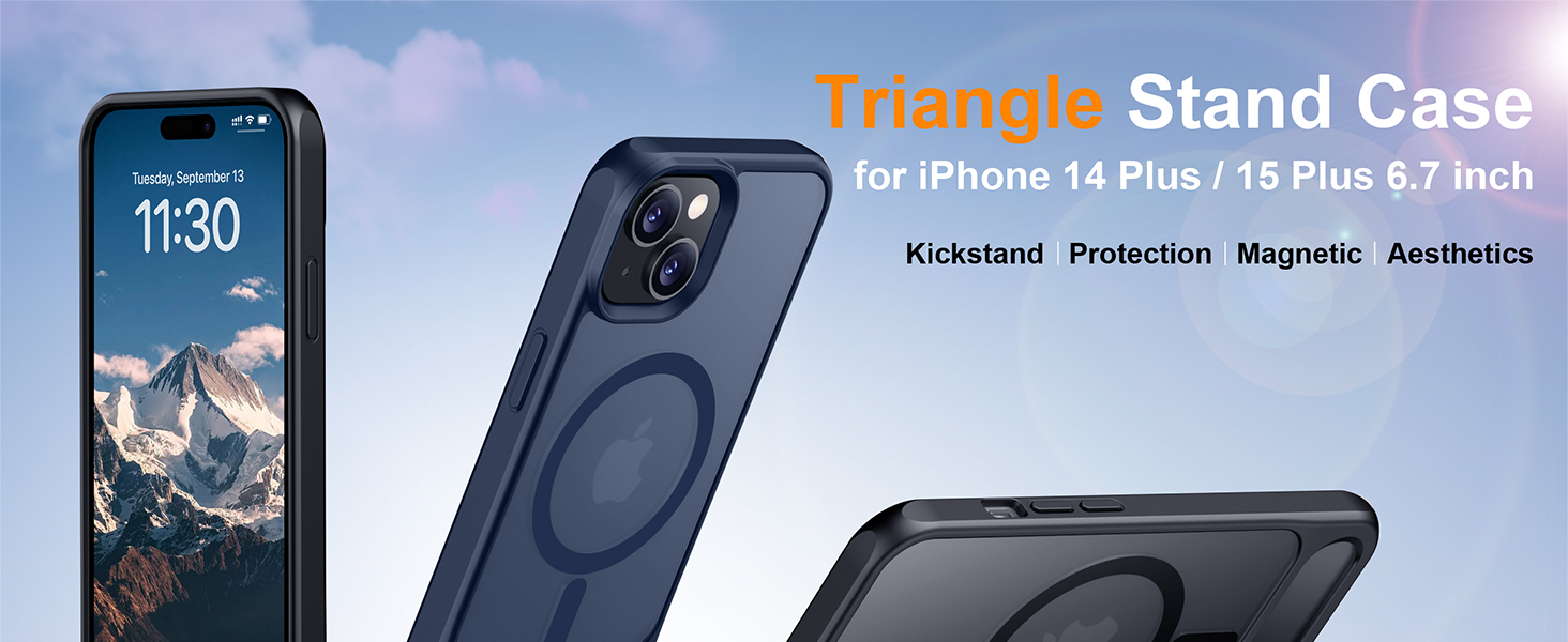 Triangle Stand Case for iPhone 14 Plus and 15 Plus