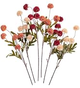 SITUMEIZI Fall Faux Silk Pompon Mum Artificial Burnt Orange Flowers Fake Mini Chrysanthemum Flowe...