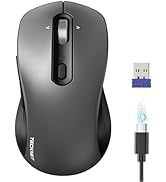 TECKNET Rechargeable Bluetooth Mouse, [ USB + BT5.0 + BT3.0 ] Wireless Mouse, Ergonomic 4-Way Scr...