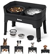 4 in 1 Adjustable Elevated Dog Bowls with 2*Stainless Steel Bowls, Anti-Spill Water Bowl, 4 Heigh...