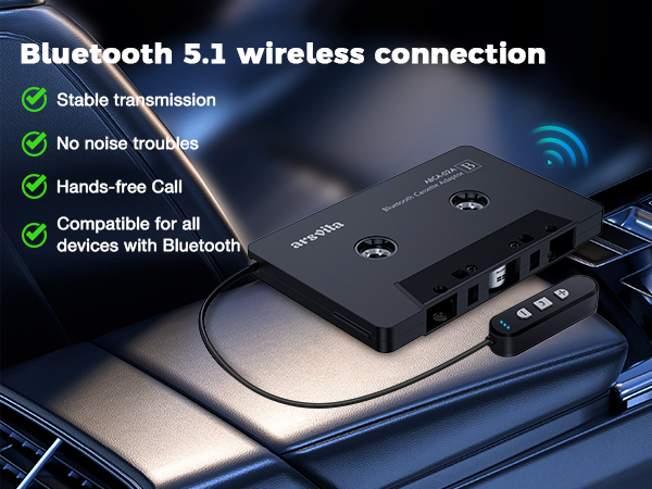 Arsvita Cassette Bluetooth Adapter for Car