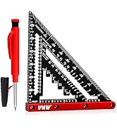 VNW Rafter Square 7inch with Carpenter Pencil Holder, Aluminum Heavy Duty Woodworking Rule, T Squ...