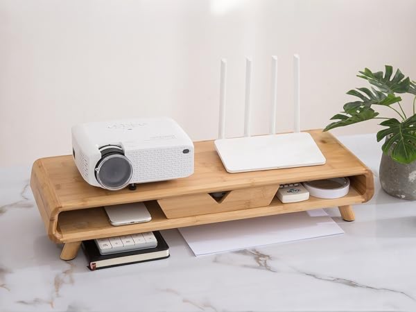 bamboo monitor stand with drawer
