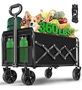 Collapsible Wagon, Wagons Carts Foldable, Foldable Wagon Cart with Wheels, Folding Wagons for Bea...