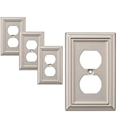 DEWENWILS Duplex Outlet Covers, Satin Nickel Metal Light Switch Cover Plates, 4.92