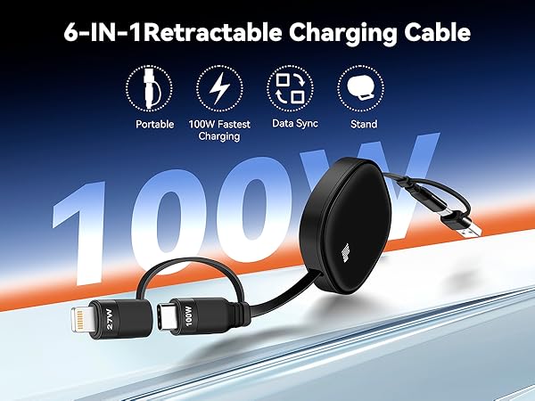 5 in 1 retractable charging cable