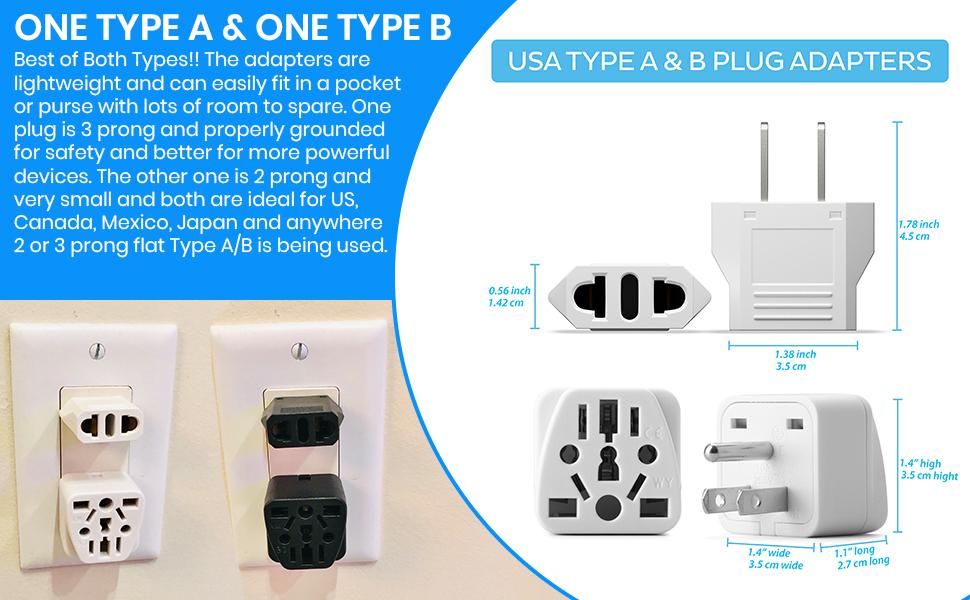Type A and Type B world to usa canada mexico plug adapter power plug electric outlet wall ac plugs 