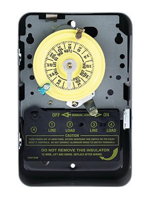 timer, time switch, mechanical timer, intermatic, mechanical time switch, yellow dial, lighting